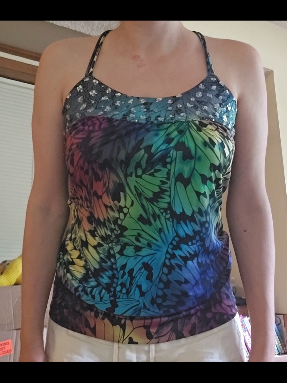 Y2k Rainbow Butterfly Print Tank Top